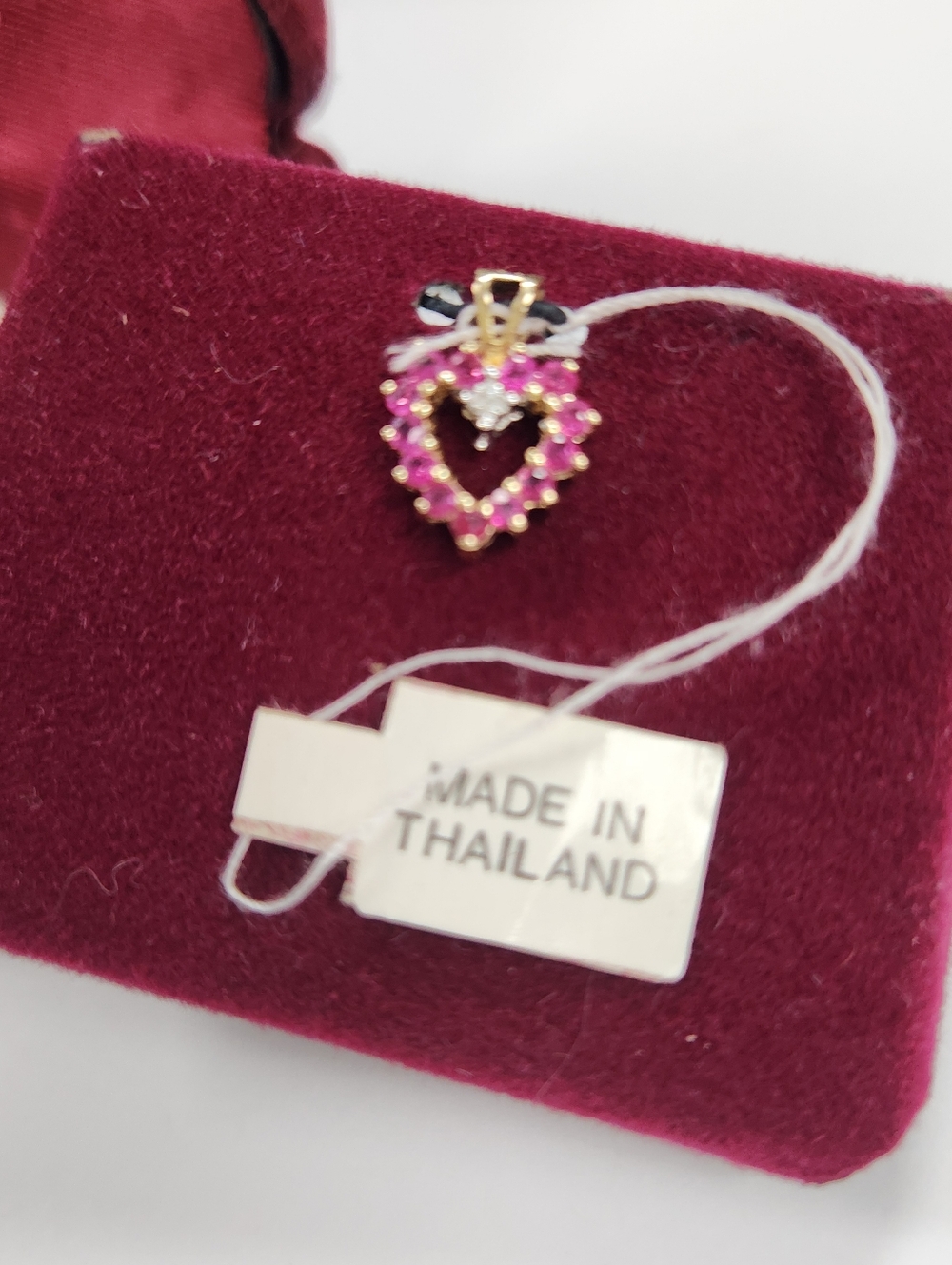 10KP Yellow Gold Ruby Sapphire & Diamond Reversible Heart Pendant , NWT - Picture 15 of 15